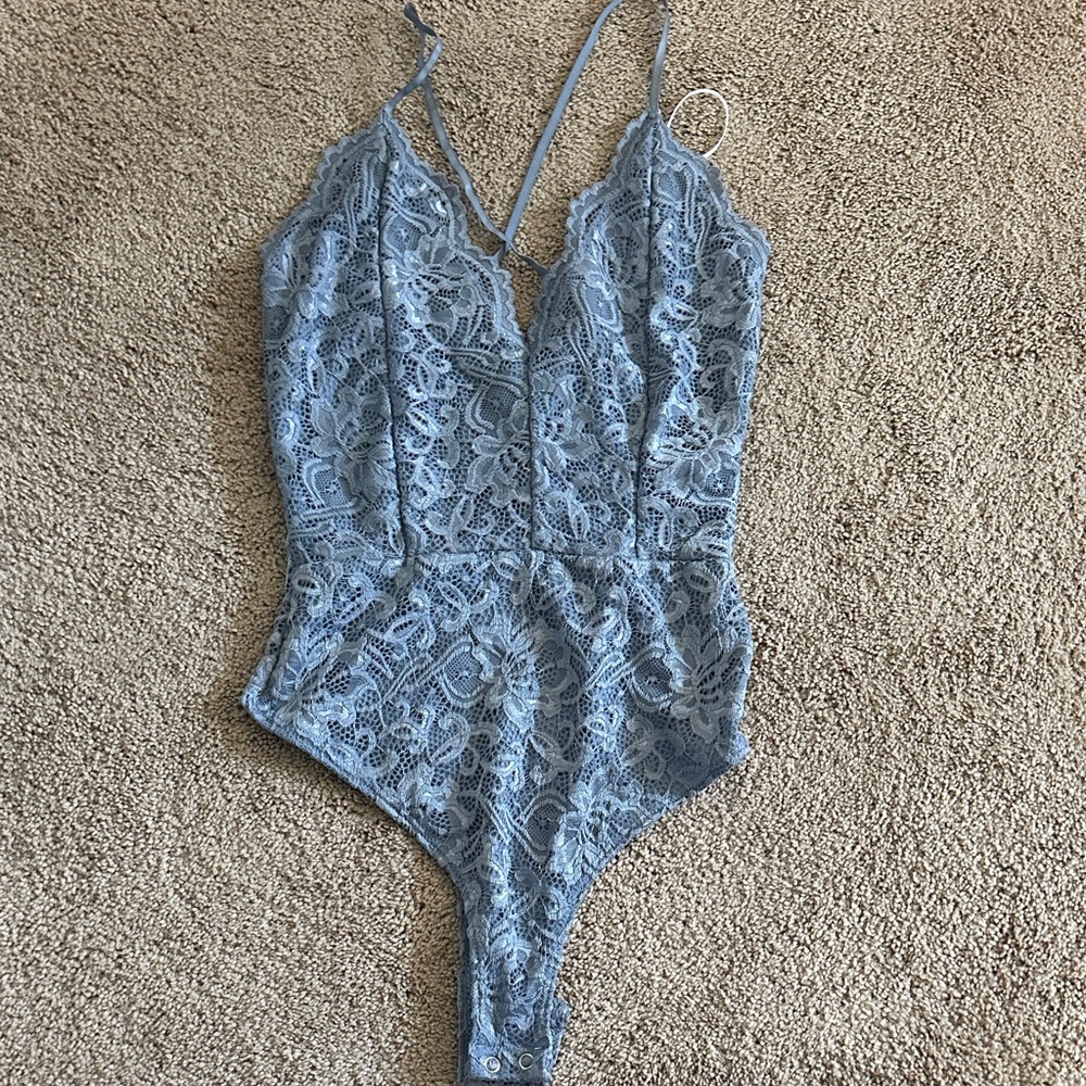 Windsor Lace Bodysuit in Light Blue